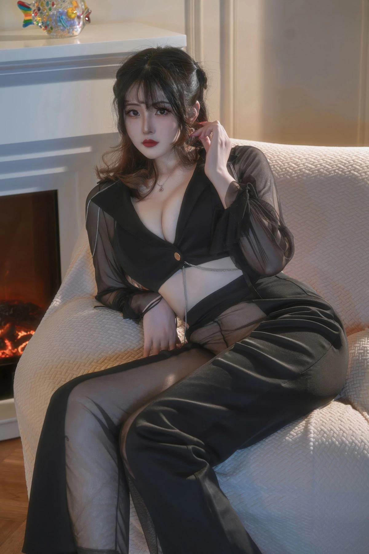 Xgyw.Org_网络美女Natsuko夏夏子朦胧OL主题性感黑色轻透套装露黑色内衣秀完美身材诱惑写真53P